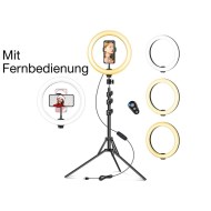 JJC ZB-5, 25cm LED Foto Leuchten Ring Licht Kit mit Stativ, Haltern und Fernbedienung